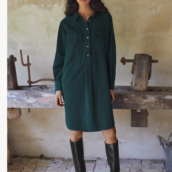 Wrap London Dresses & Skirts - Wrap London Corduroy Shirt Dress Size 2 Women Cotton Long Sleeve Color Deep Teal